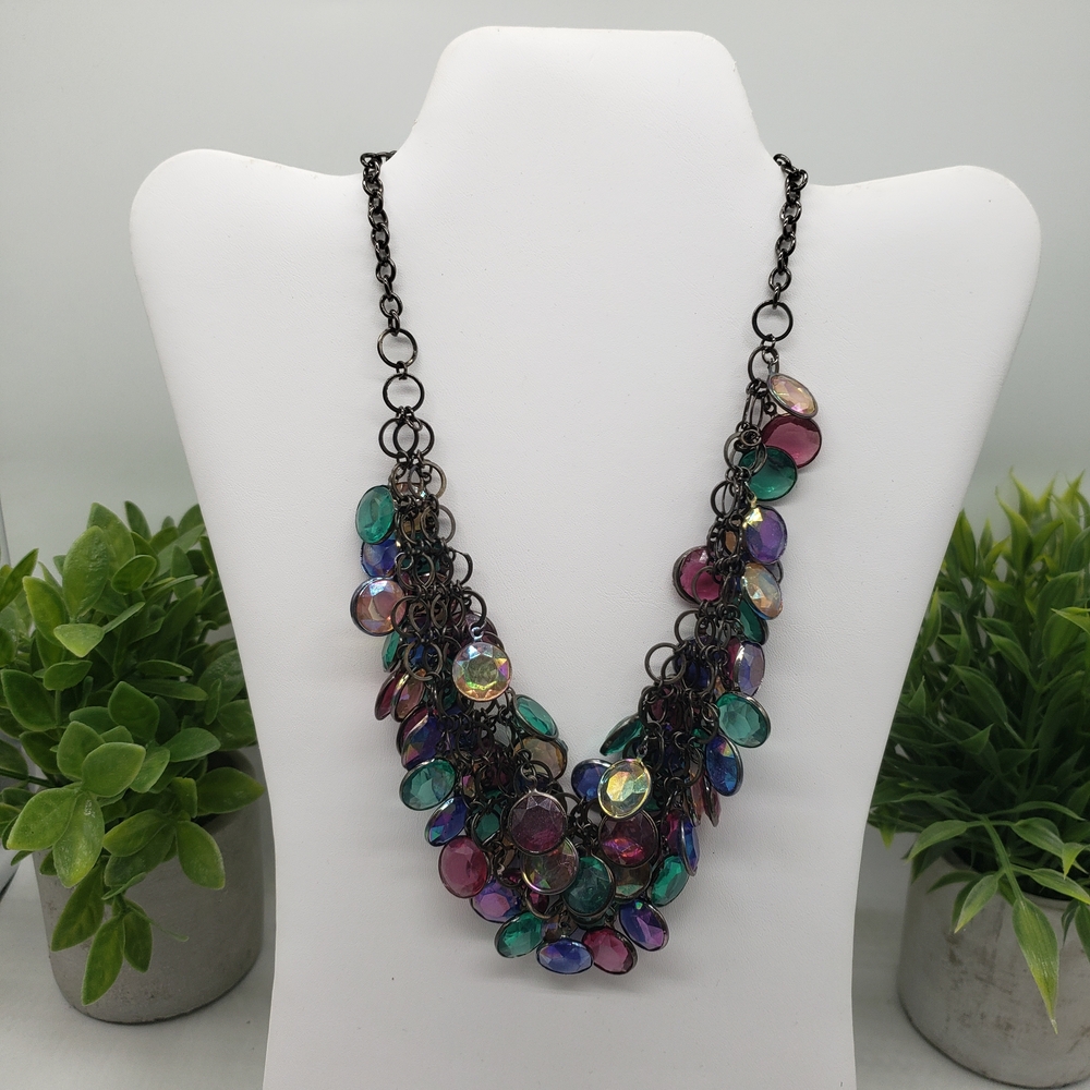Multicolor Faux Fashion Gem Necklace